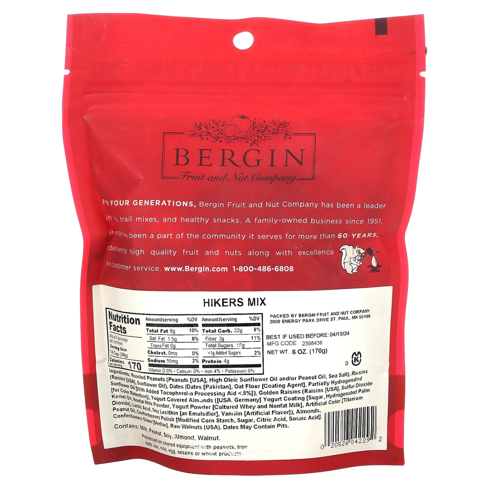Bergin Fruit and Nut Company, Hikers Mix, 170 г (6 унций)