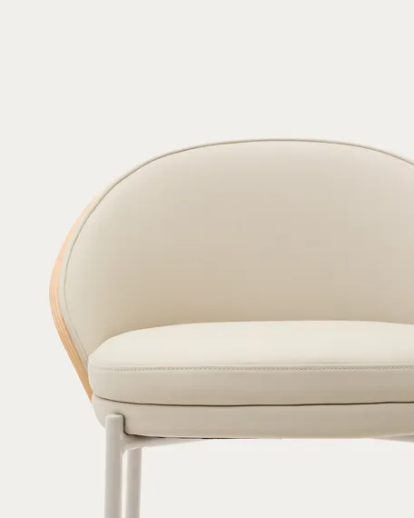 Барный Eamy, бежевая экокожа, светлый ясень