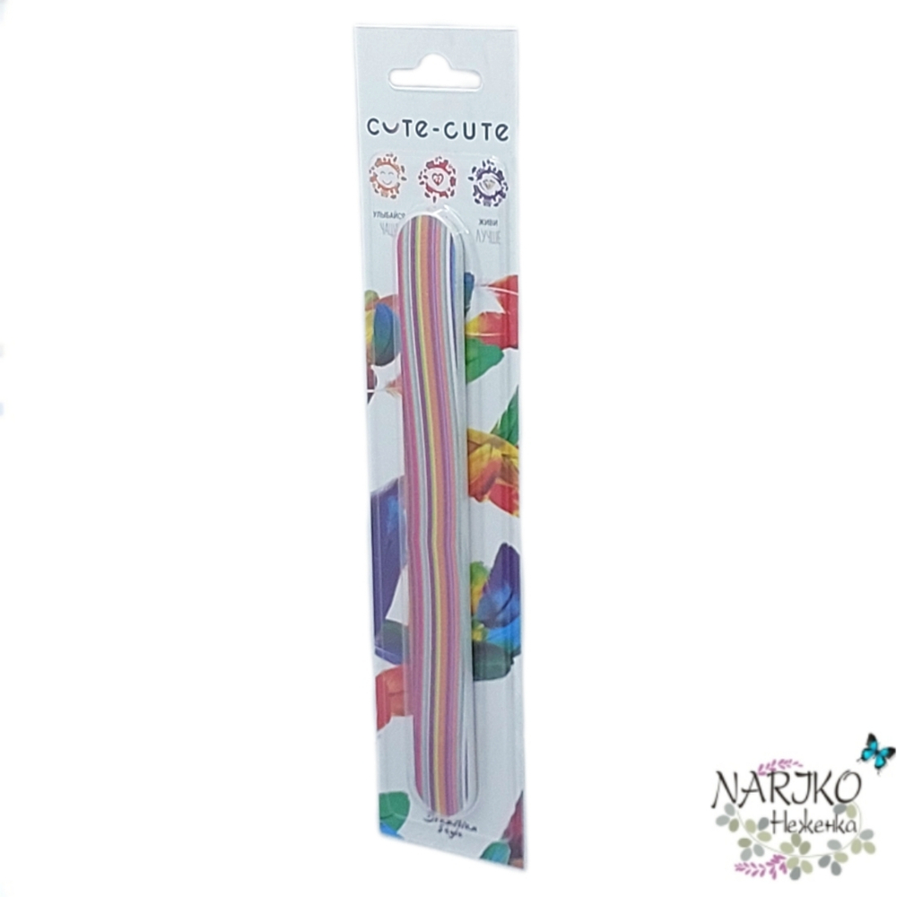 Пилка для ногтей прямая CUTE-CUTE цвет ассорти гритность 100/180.