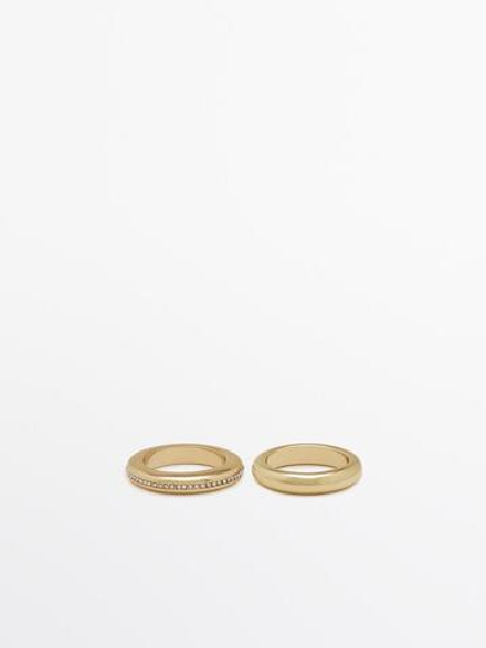 Massimo Dutti Набор круглых блестящих колец, золотистый