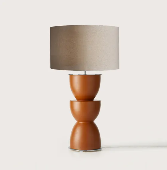 Настольная лама Metric хромированный металл, абажур из темного льна 801129/41