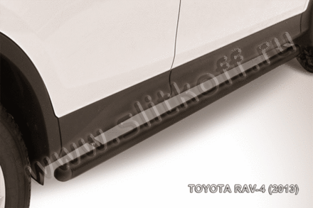 Пороги стальные Toyota Rav-4 (2012-2015) d57 труба (серебристые)