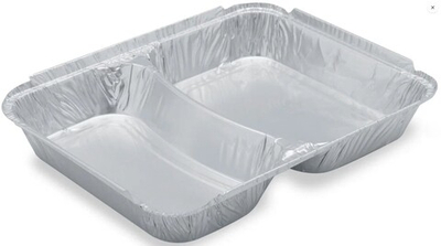 Форма алюминиевая 2-х секционная 227*177*30 мм. 840 мл. (100/400 шт.) ГОРНИЦА 410-001