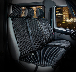 Накидки сидений Перед CarFashion (3шт) -«PALERMO VAN» 21044 - Дакрон черный/т.серый/черный