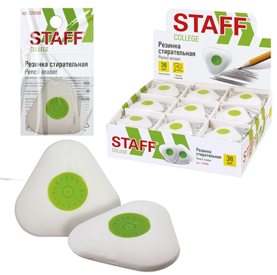 Ластик 35х35х10мм. треугольный "College" PE-068 салатовый пластиковый держатель (STAFF)
