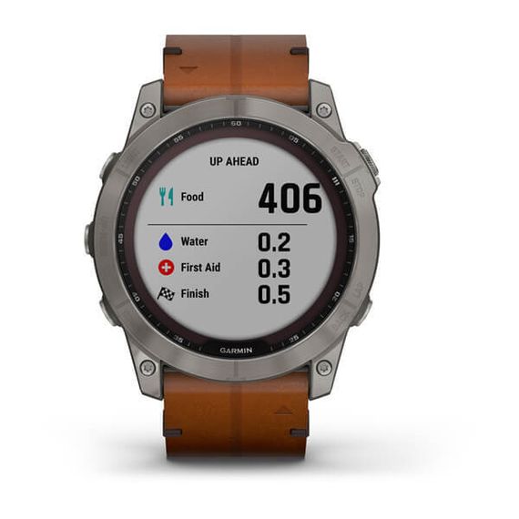 Умные часы Garmin Fenix 7X Sapphire Solar титановый черный с коричневым кожаным ремешком