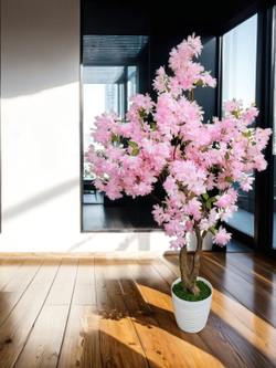Искусственная сакура розовая 140см в кашпо