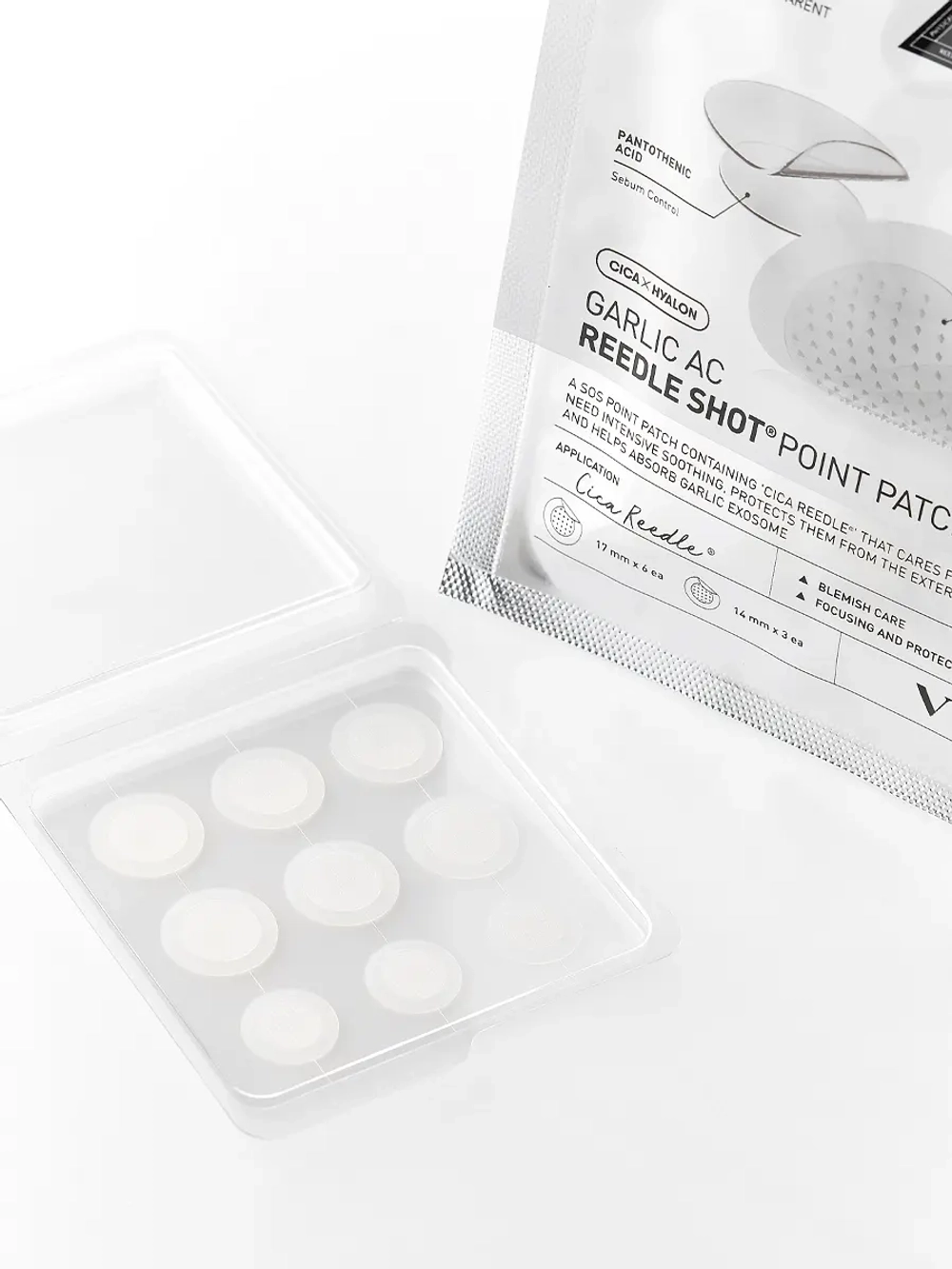 VT Cosmetics Заживляющие патчи от акне с микроиглами и экзосомами чеснока Garlic AC Reedle Shot Point Patch 9 шт