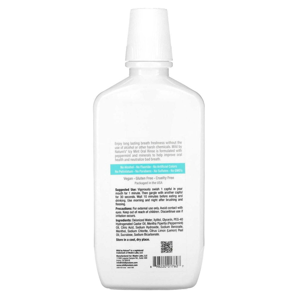 Mild By Nature, Свежее дыхание, ополаскиватель для рта, без спирта, «Ледяная мята», 473 мл (16 жидк. унций)