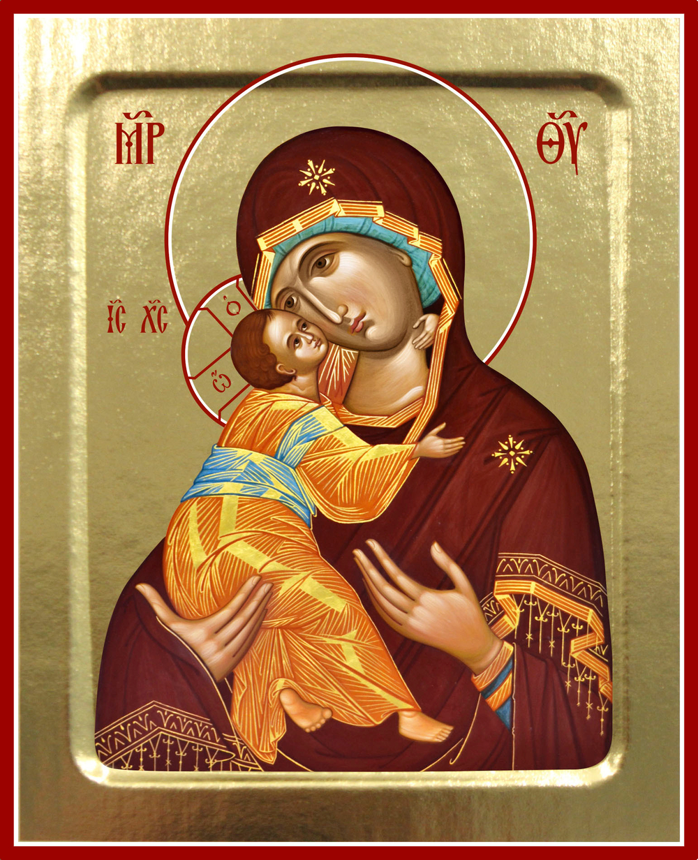 Икона Пресвятой Богородицы, Владимирская (млад. в желто-голубом): 125 х 160 (Синопсисъ)