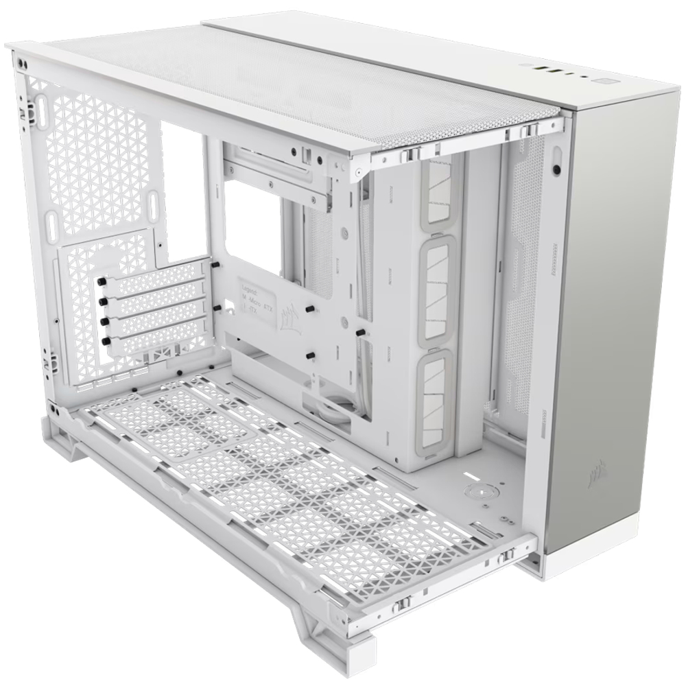 CORSAIR 2500X Micro ATX Dual Chamber PC Case - White/Satin Gray Aluminum