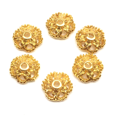 Шапочки для бусин 7х2 мм, позолота