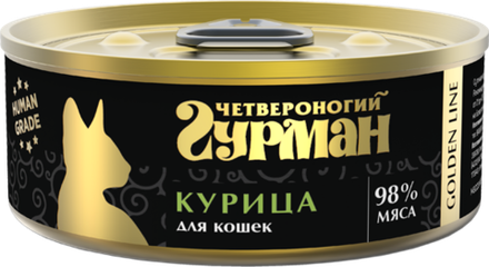 Корм консервированный для кошек Четвероногий гурман "Golden line Курица", 100 г