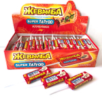 Жевательная конфета "Жевамба SUPER TATTOO" клубника 10гр*50шт*12 блоков.
