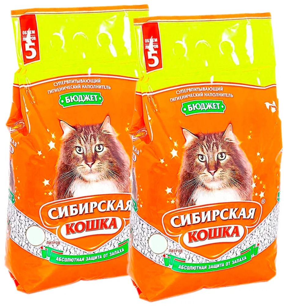 Наполнитель Сибирская кошка Бюджет впитывающий, 7 л - 2 шт