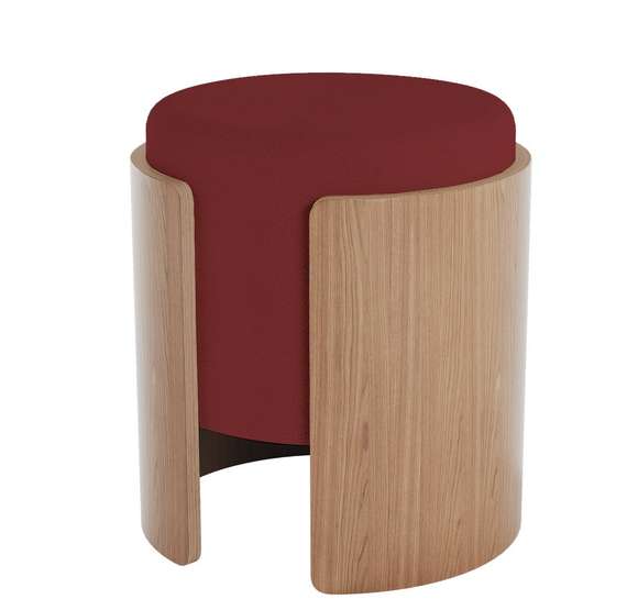 Пуф Lagom (бордовый FiberGuard, натуральный дуб)