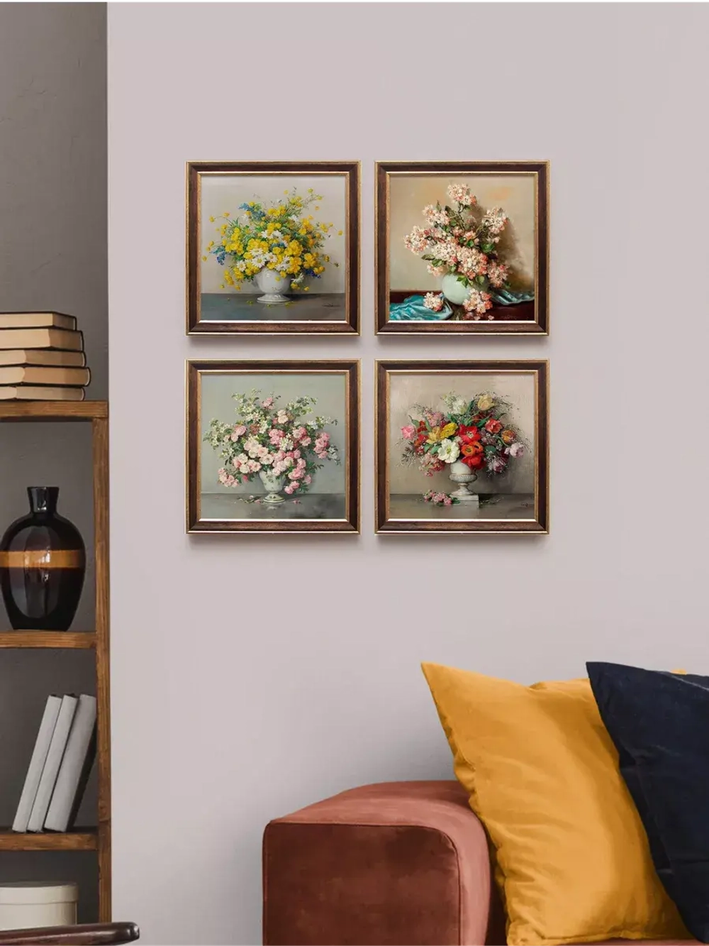 Картины на стену интерьерная на холсте 4 шт, 23*23 см