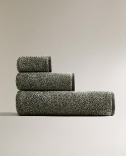 ZARA HOME ПОЛОТЕНЦЕ С МЕЛАНЖЕВЫМ УЗОРОМ, ЗЕЛЕНЫЙ