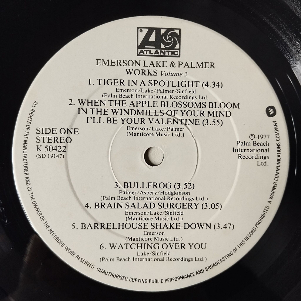 Винтажная виниловая пластинка LP Emerson Lake and Palmer Works (Volume 2) (UK 1977)
