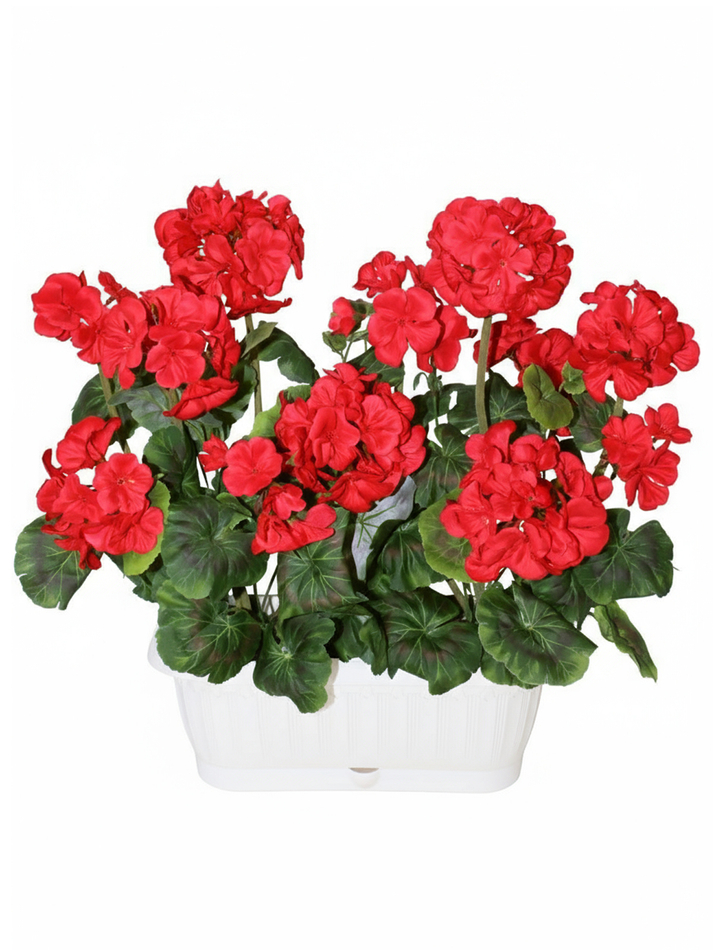 Искусственные цветы Герань красная 40см в балконном ящике