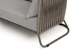 "Багамы" диван 3-местный плетеный из роупа, каркас алюминий бежево-серый (RAL7006) муар, роуп серо-коричневый 23мм, ткань светло-серая