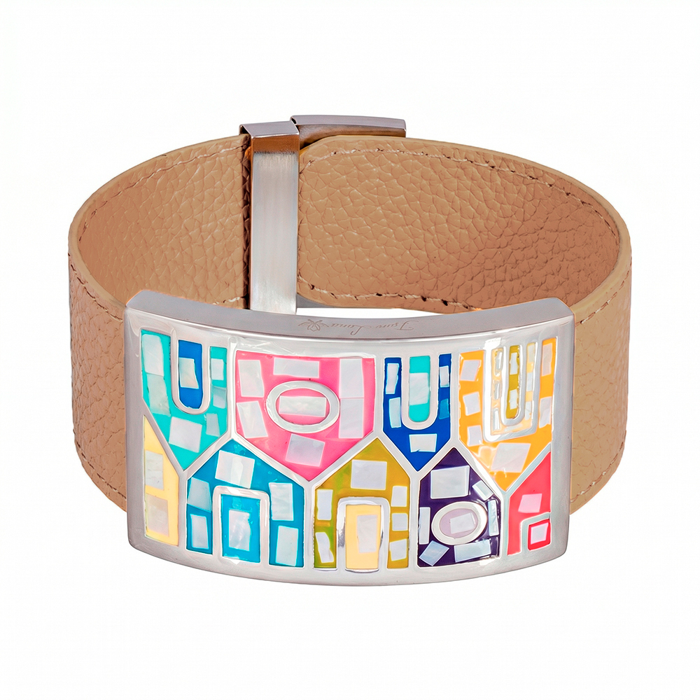 Браслет Fiore Luna на бежевом кожаном ремешке CB01318-18 M