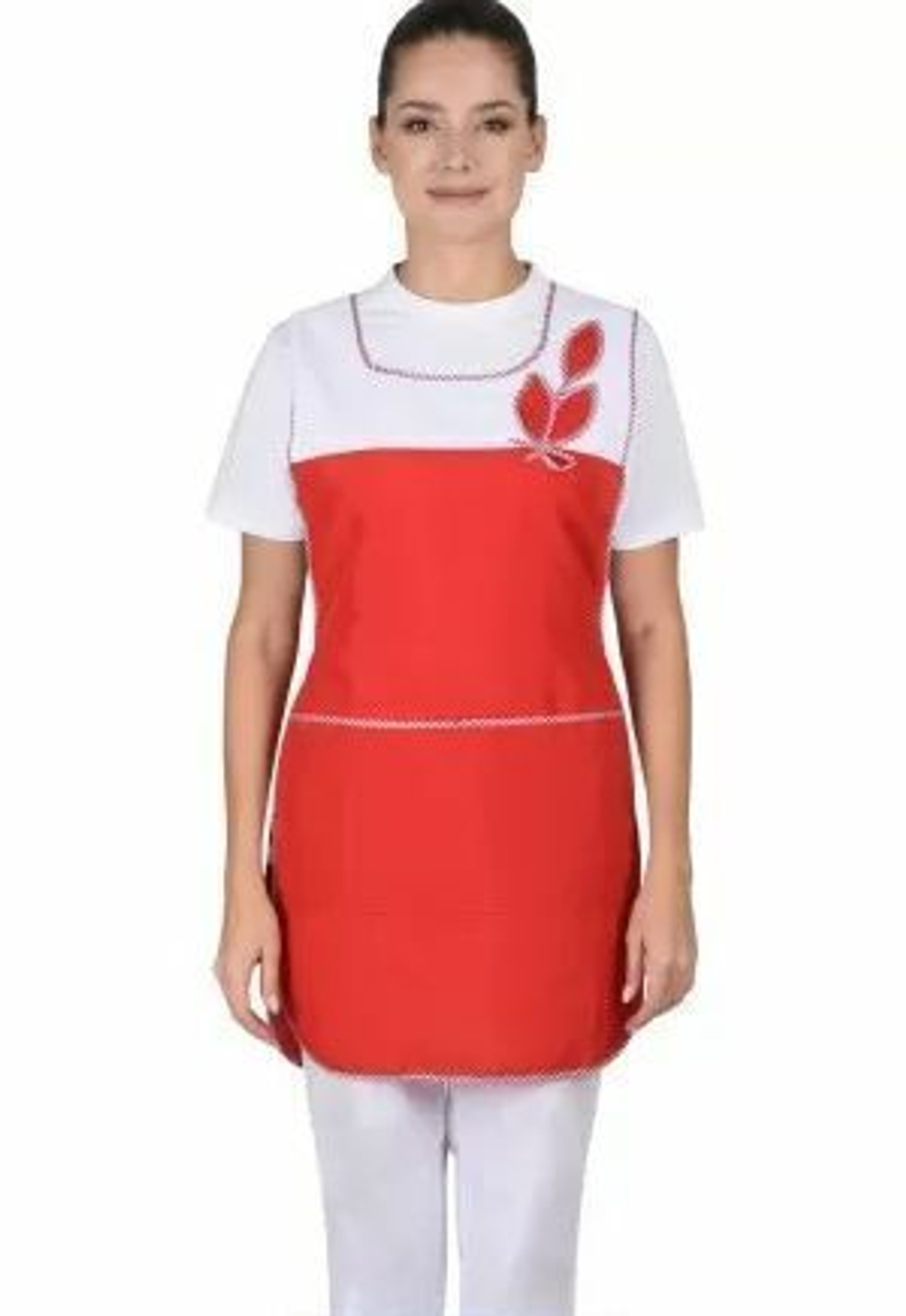 Фартук-сарафан красный с белым