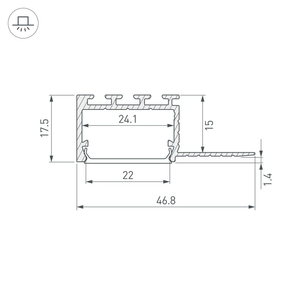 Профиль PLS-F-HIDE-EDGE-2000 (Arlight, Алюминий) 058464