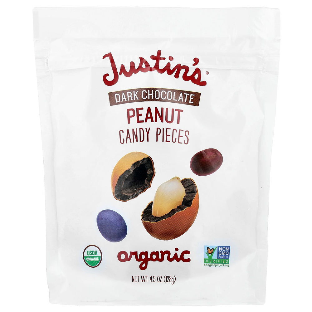 Justin's Nut Butter, Кусочки органического арахиса, темный шоколад, 128 г (4,5 унции)