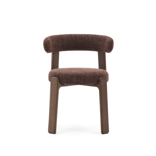 Granite Стул на 4 ножках из коричневого шенилла и массива ясеня в отделке орех Испания La Forma