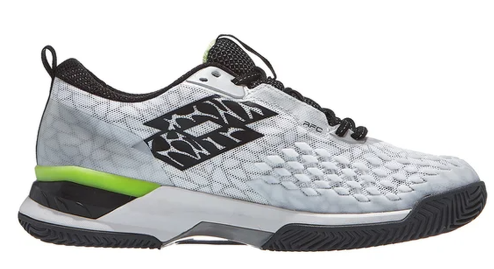 Мужские кроссовки теннисные Lotto Raptor Hyperpulse 100 Speed - all white/all black/sharp green