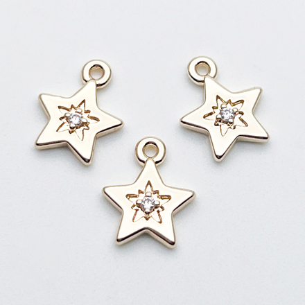 Подвеска Звезда, цвет золото, фианит, размер 10,5*9 мм, цена за 1 шт
