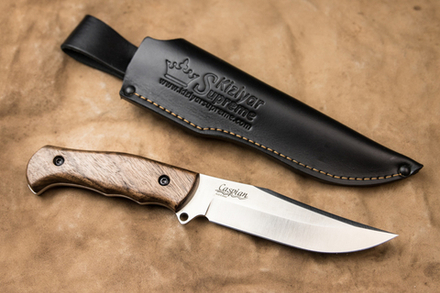 Нож Kizlyar Supreme CASPIAN AUS-8 SW WH LS (StoneWash, Walnut Handle, Leather Sheath)