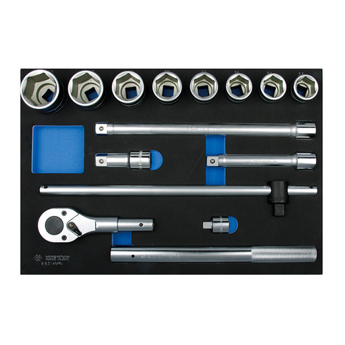 KING TONY (9-6314MRV) Набор торцевых головок 3/4" с принадлежностями, ложемент, 14 предметов