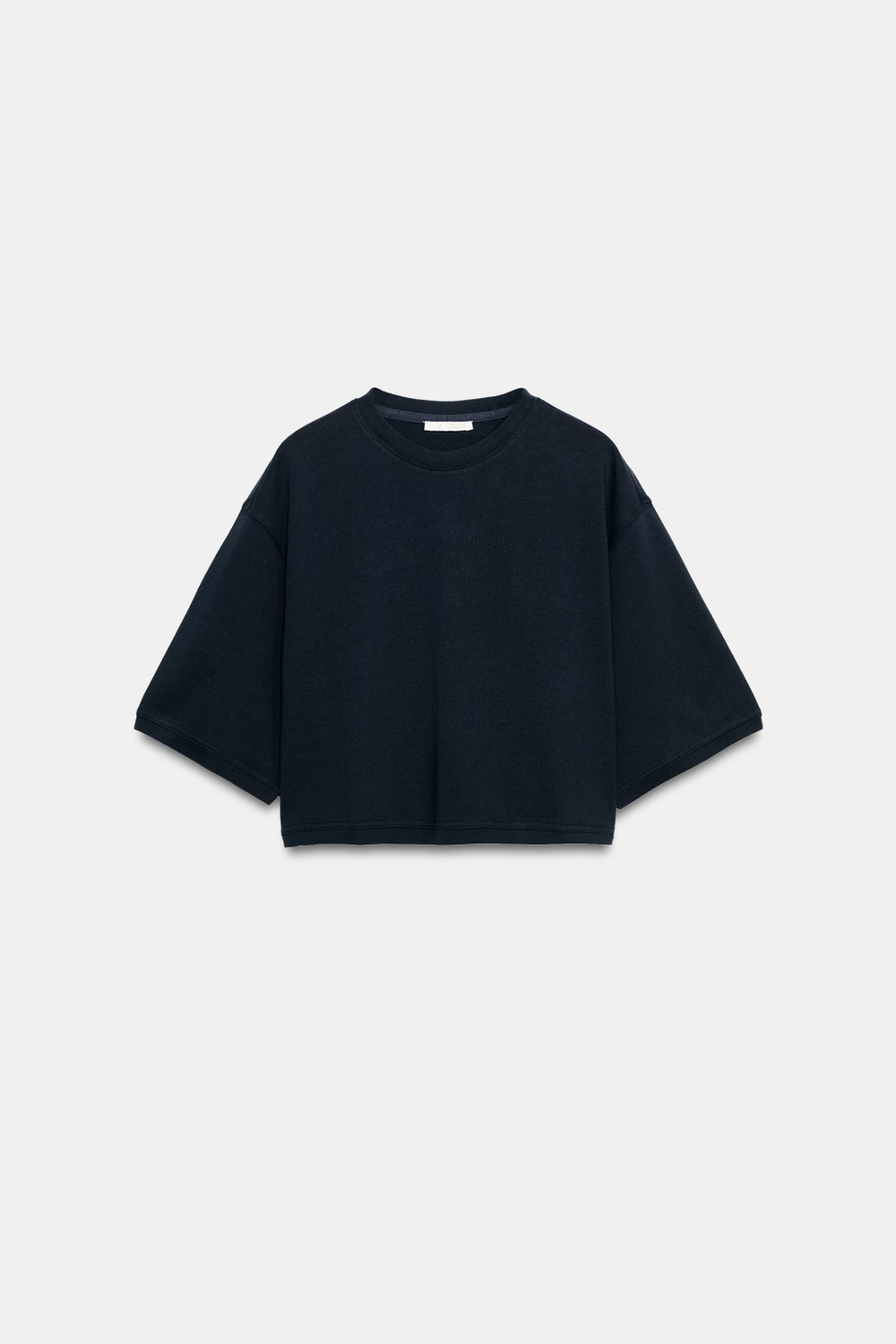 ZARA УКОРОЧЕННАЯ ФУТБОЛКА ОВЕРСАЙЗ, МОРСКОЙ СИНИЙ