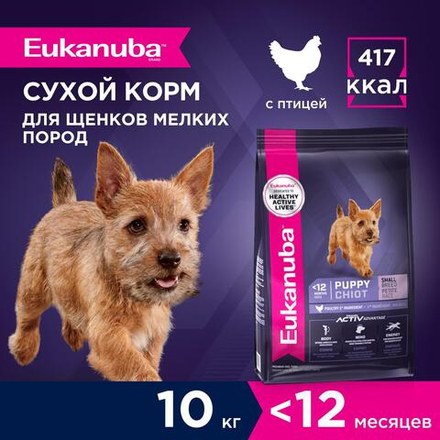 Сухой корм Eukanuba Puppy Small Breed &lt;12 months для щенков мелких пород с курицей 10 кг