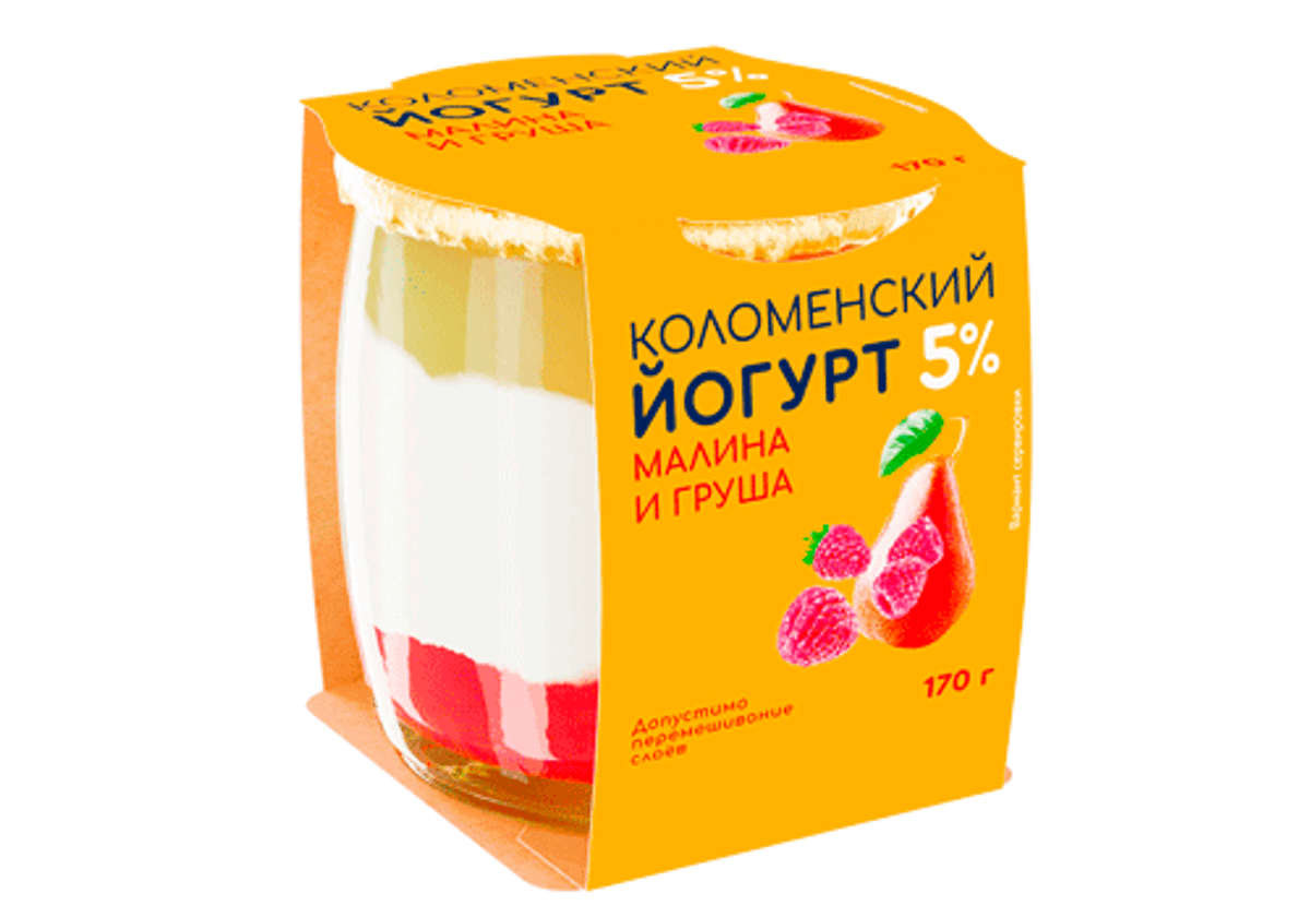 Йогурт со вкусом малины и груши "Коломенский" , 170г