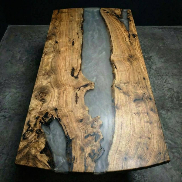 Карагач с эпоксидной смолой молочная дымка