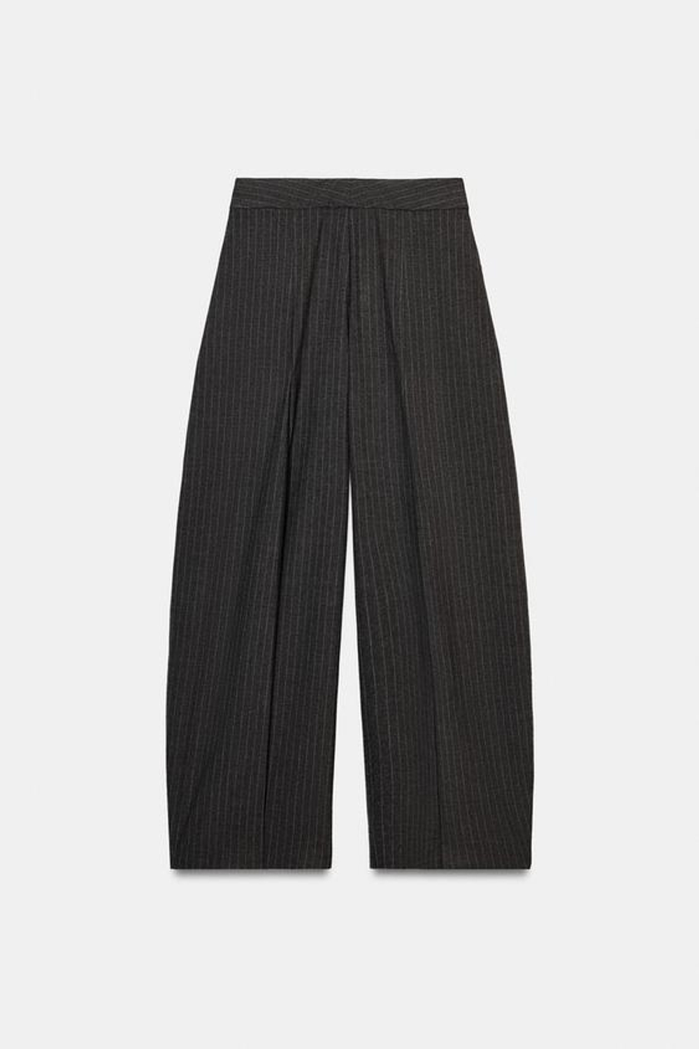 ZARA БРЮКИ WIDE LEG С ЗАЩИПАМИ — ZW COLLECTION, СЕРЫЙ