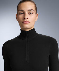 Oysho Термофутболка с застёжкой-молнией на половину длины, черный