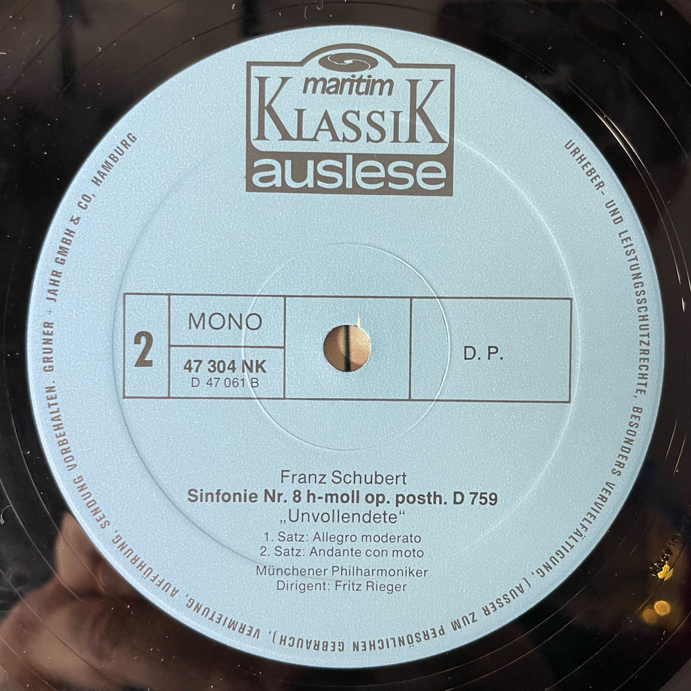 Винтажная виниловая пластинка LP Schubert Шуберт, Mozart Моцарт Die Unvollendete (Германия 1980)