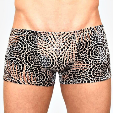 Мужские трусы боксеры черные с узором под велюр Romeo Rossi Boxer RR00229