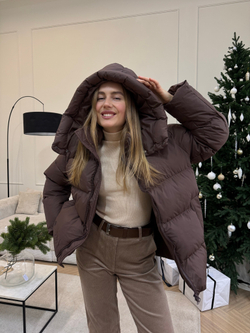 Пуховик Рокет миди шоколад