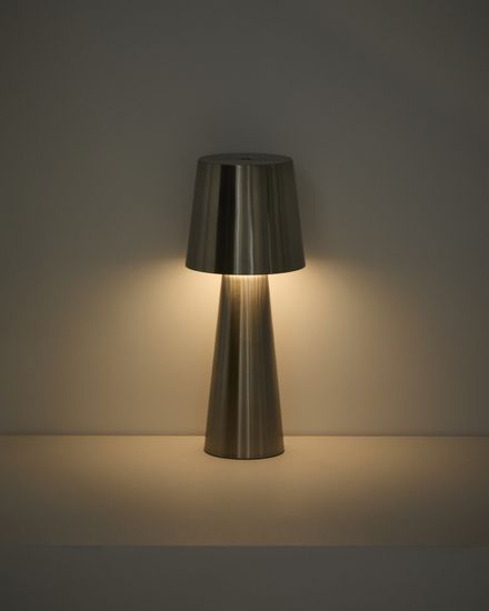 Настольная лампа Arenys большая из металла с блестящей серебристой отделкой