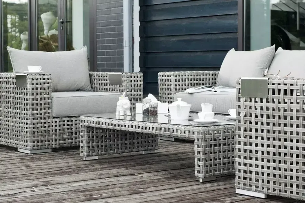 "Тито" лаунж-зона из искусственного ротанга, цвет серый