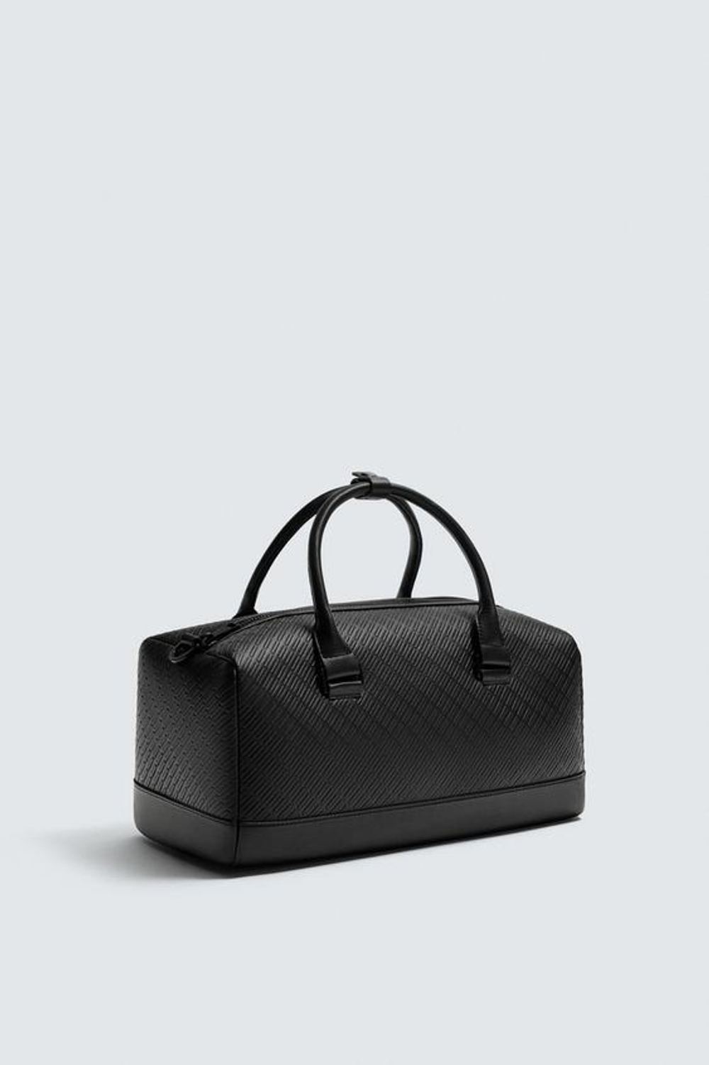 ZARA ПРОРЕЗИНЕННАЯ СУМКА ИЗ РЕЛЬЕФНОЙ ТКАНИ, ЧЕРНЫЙ