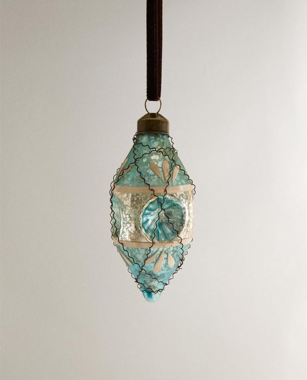 ZARA HOME ЕЛОЧНОЕ УКРАШЕНИЕ В ФОРМЕ ШАРА В СТИЛЕ РЕТРО, СИНИЙ