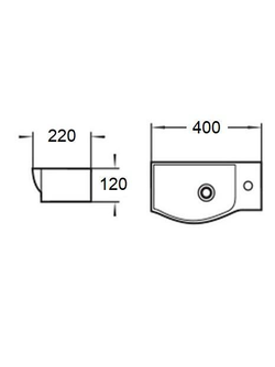 Раковина подвесная (глянцевая белая)  WeltWasser WW AISBACH 7940 GL-WT R 400х220х120