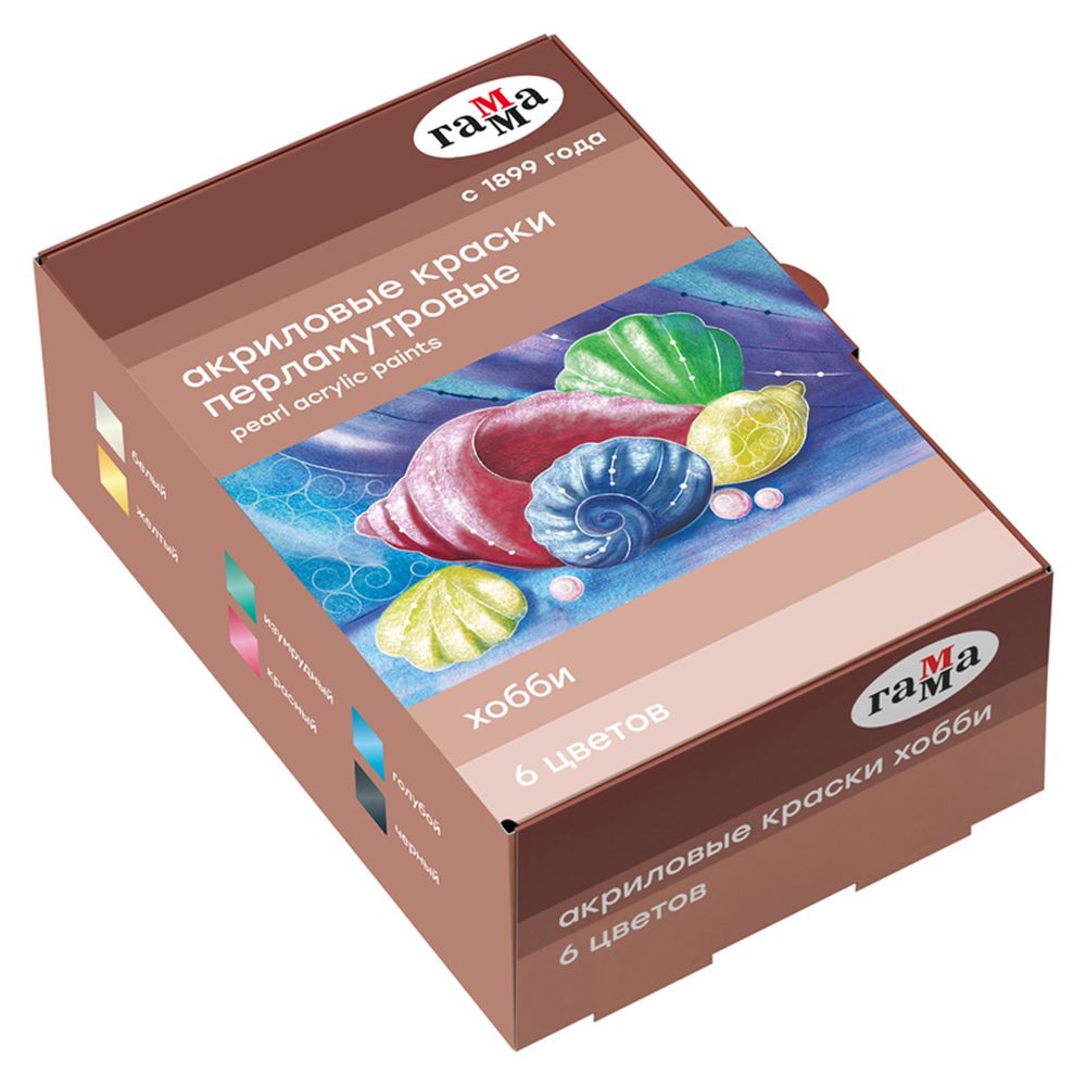 Краски акриловые Гамма Хобби, перламутр, 6цв. по 20мл