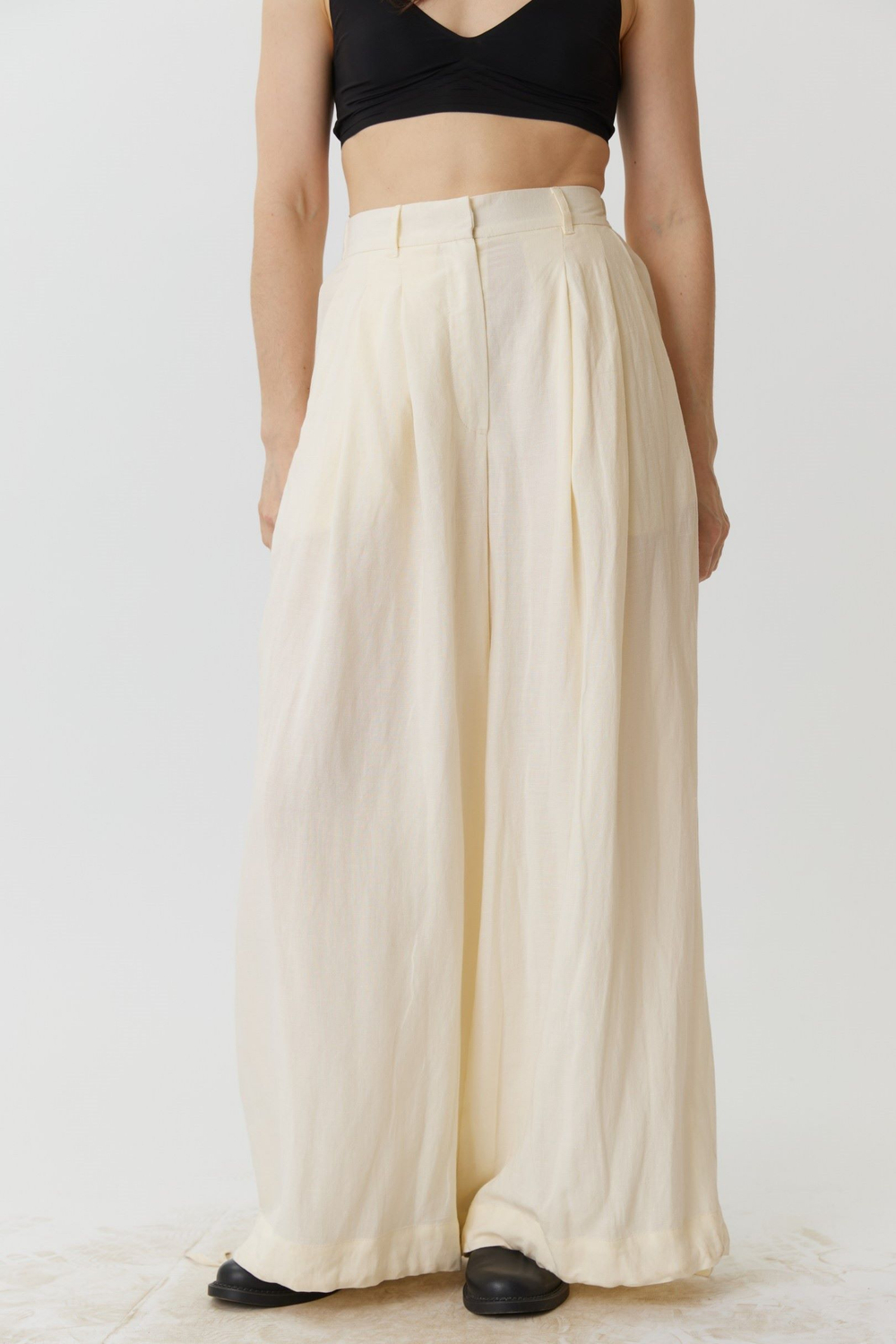 Длинные кюлоты из молочного льна